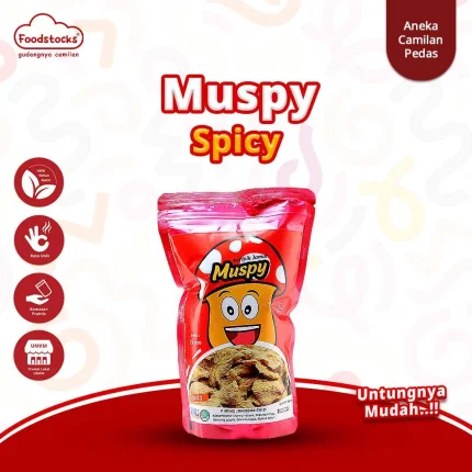 Muspy - Keripik Jamur Tiram Crispy Rasa Pedas 75gr
