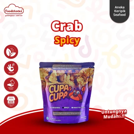 Cupa Cupa Snack - Crispy Baby Crab Cemilan Kepiting Mini Rasa Pedas Gurih 50gr