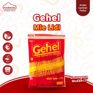 Mie Lidi Gehel Pedas Daun Jeruk 200gr – Mie Lidi Pedas Gurih Camilan Jadul Kekinian
