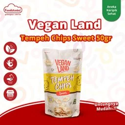 Vegan Land - Tempeh Chips Keripik Tempe Manis Non GMO Cemilan Sehat 50 gr