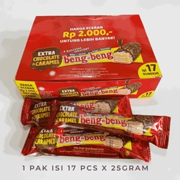 (PO) Beng Beng Wafer Extra Chocolate & Caramel 25g Isi 17 Pcs